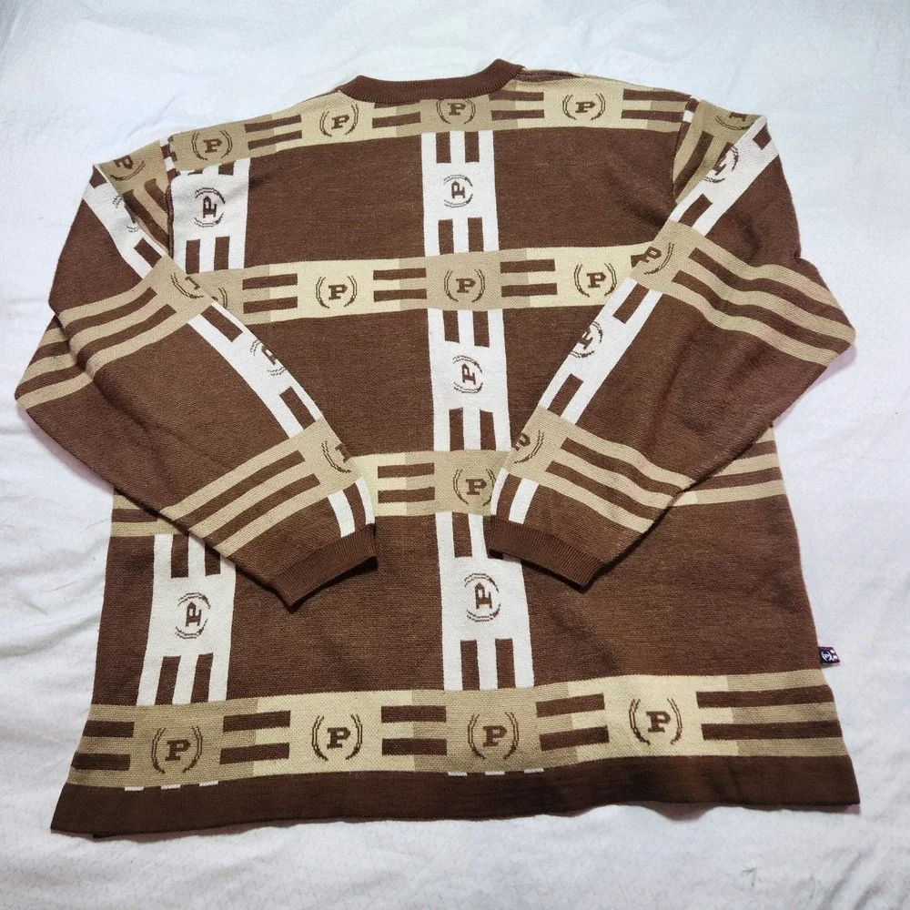 VTG Phat Farm Men's Brown 90's Wool Blend Long Sleeve Sweater Size XL